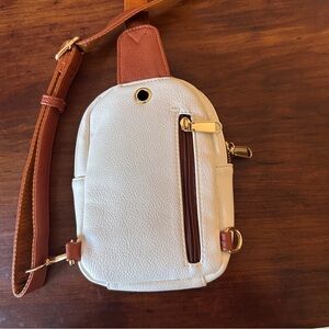 NWOT Telena Cream and Tan Crossbody Bag